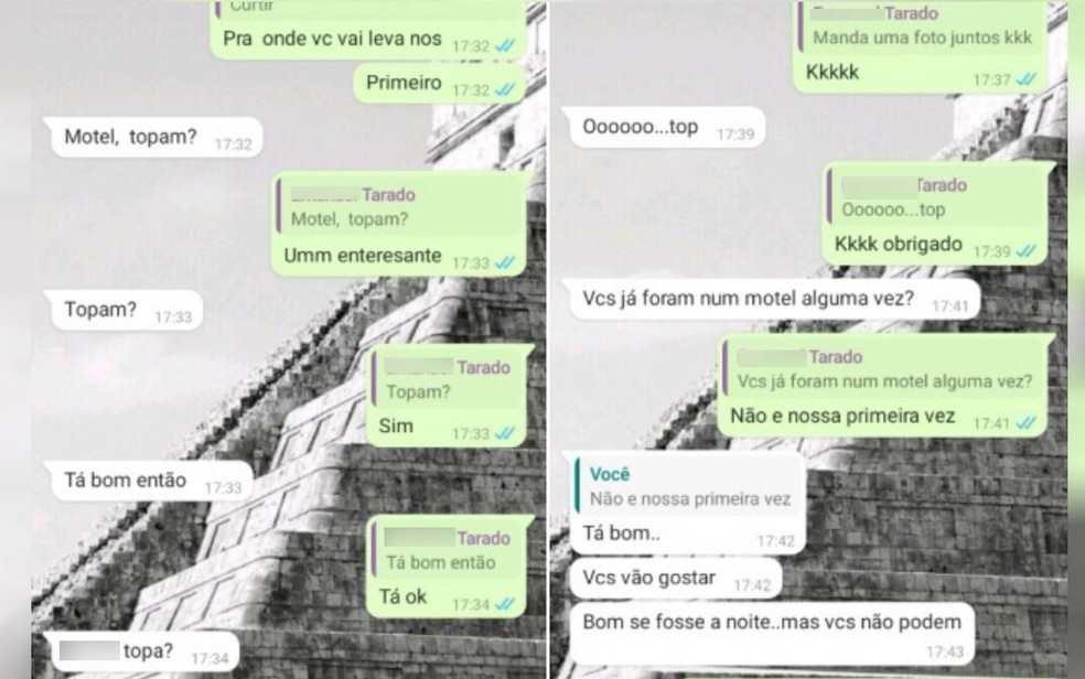 Conversa entre o PM e o primo da vítima mostra quando suspeito os chamam para irem a motel, em Rio Verde, Goiás.