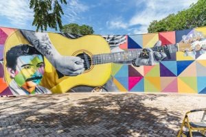 Eduardo Kobra pintou em Coxim mural em homenagem a Zacarias Mourão. Foto: Reprodução