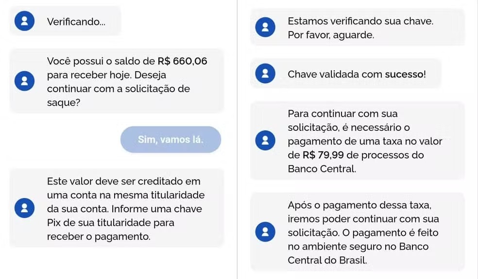 Golpe induz vítima a pagar taxa para receber suposta restituição do Imposto de Renda. Foto: Reprodução