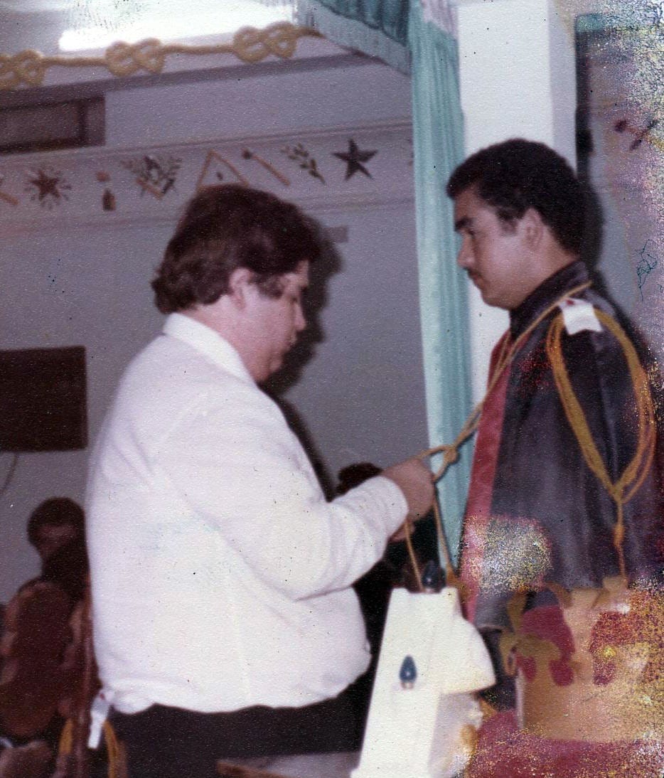 Astúrio Ozório e o Daniel Paes, em 14/07/1984. Foto: Arquivo Valdeir Simão