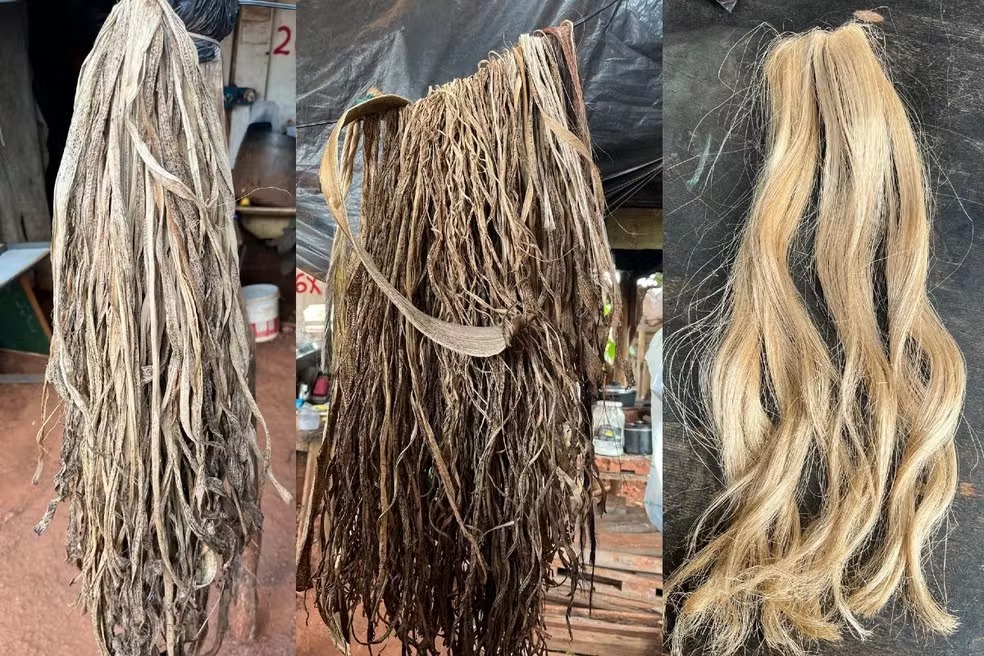 Fibra de bananeira até o aplique de cabelo. Foto: Débora Ricalde/g1