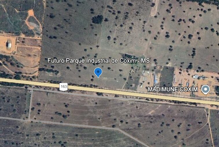 Imagem: Google Earth  Projeção do local onde será instalado o Parque Industrial. Foto: Divulgação AssCom PMC 