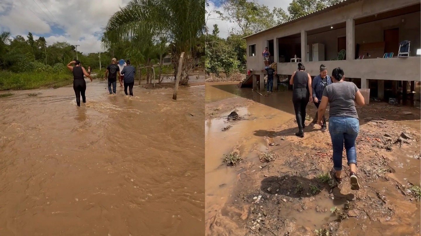 Região alagada com a cheia do Rio Taquari, em Coxim. Foto: Divulgação