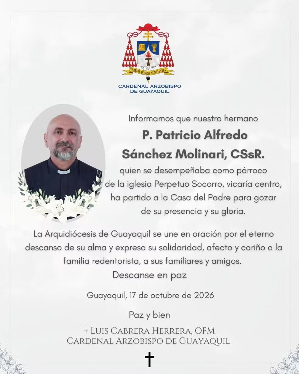 Padre morreu durante celebração. Foto: Reprodução/Instagram/@arquidiocesisgye