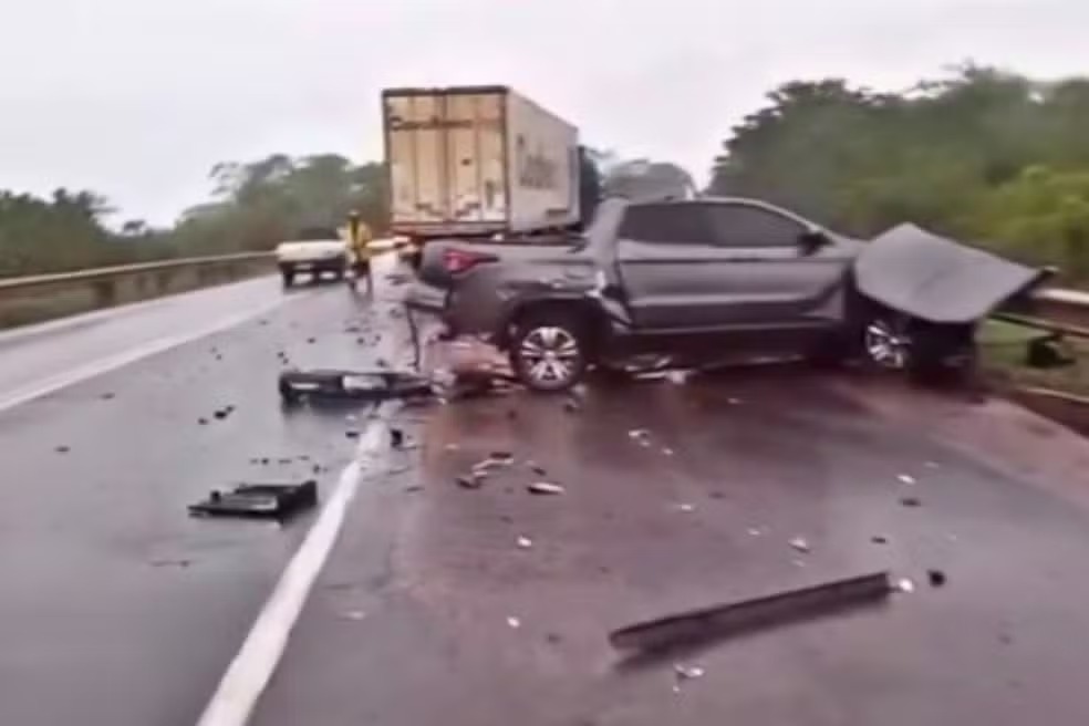 Local onde ocorreu o acidente na BR-163. Foto: Veja Folha